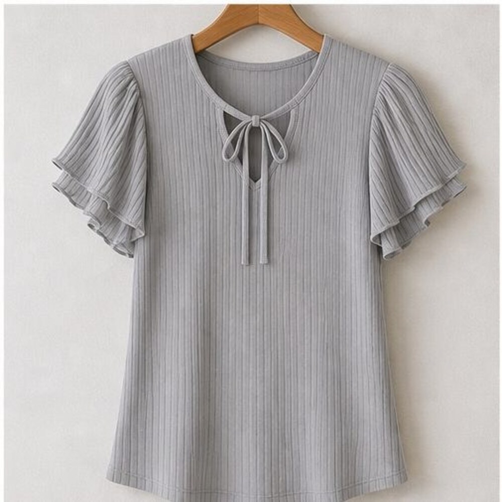 Gray Ruffle Blouse